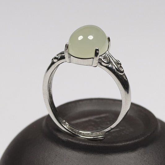 Certified Grade A 100% Natural Green Nephrite Jade Ring Adjustable Open Ring 313