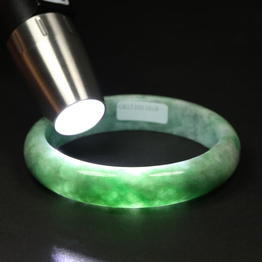 61mm Certified Grade A 100% Natural Green Jadeite Jade Bangle Bracelet SEC02089