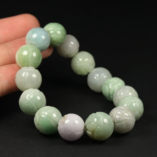7.5" Certified Grade A Lavender Green Natural Jadeite Jade Bracelet Bangle 00289