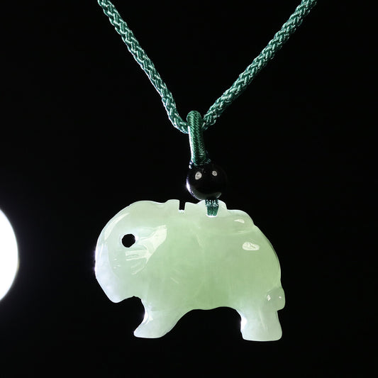 Certified Grade A Green 100% Natural Burma Jadeite Jade Pendant Elephant 00338